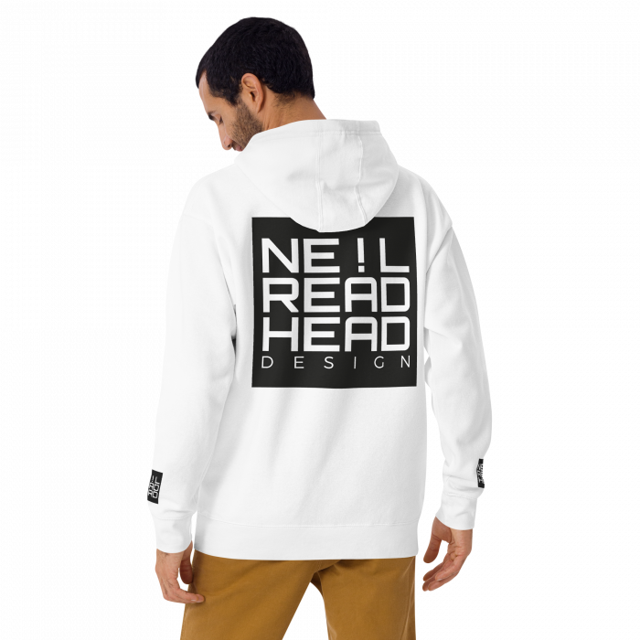 NRD – Unisex Hoodie – White - Back - Modle - Male