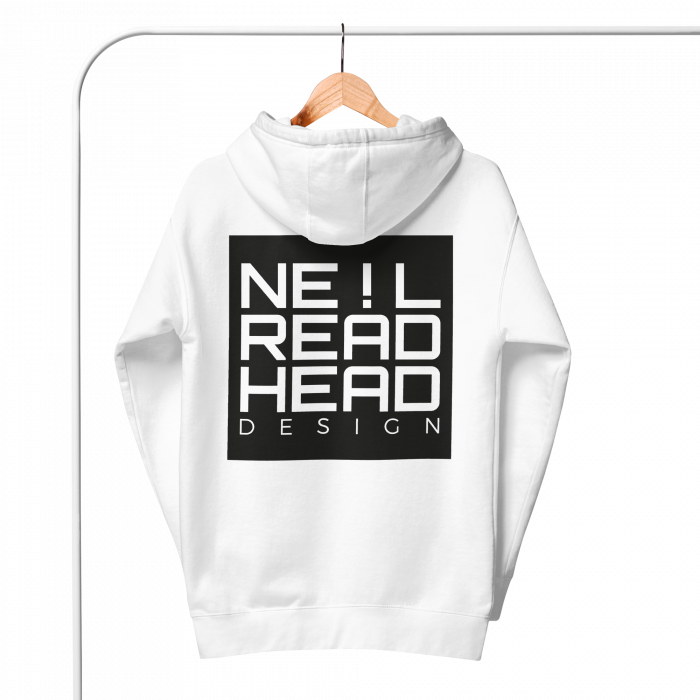NRD – Unisex Hoodie – White - Back - Hanging