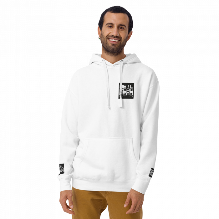 NRD – Unisex Hoodie – White - Front - Model - Male