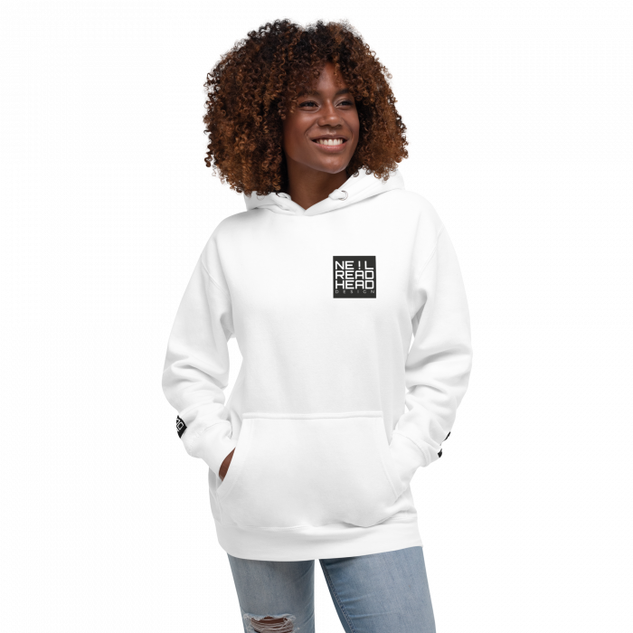NRD – Unisex Hoodie – White - Front - Model - Female
