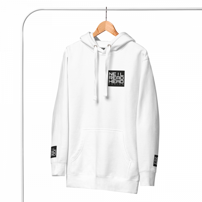 NRD – Unisex Hoodie – White - Front - Hanging