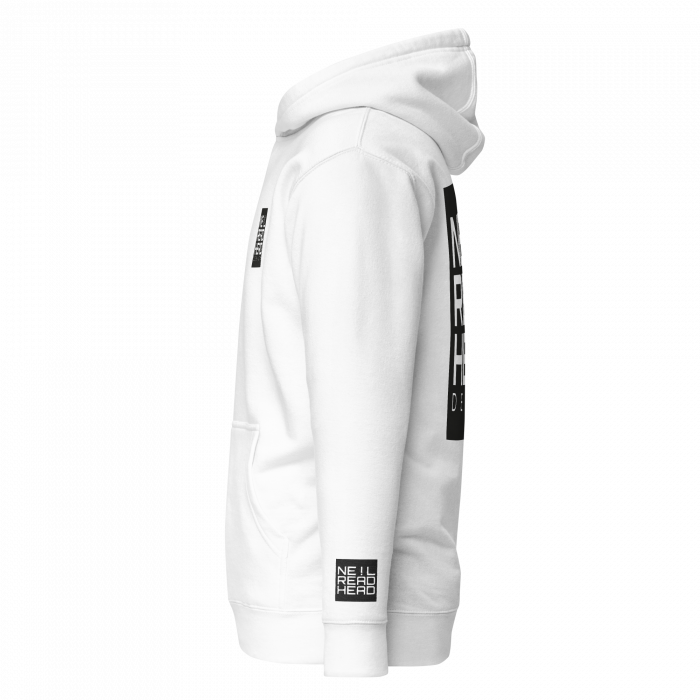NRD – Unisex Hoodie – White - Left Sleeve