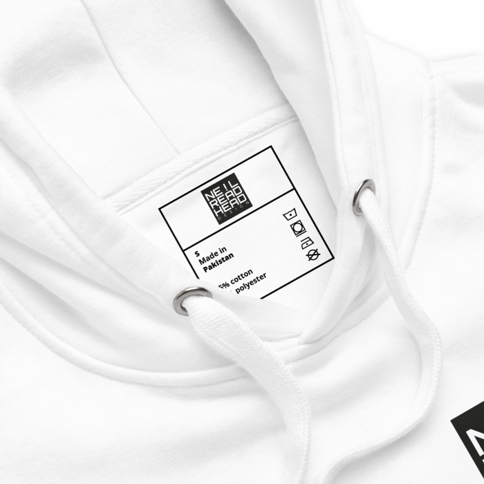 NRD – Unisex Hoodie – White - Inside Lable
